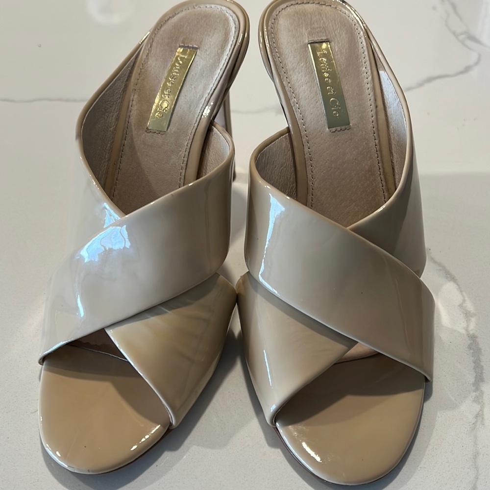 Beautiful sexy beige leather mules